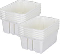 Really Good Stuff Stacking Bins, 14" x 10" x 5 .75" - 12 Pack, White, Stackable Storage Plastic Bins for Classroom Organization, Home Storage, Office & Hospital Supplies