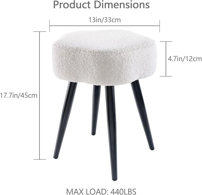 Vanity Stool with Solid Metal Legs, Soft Makeup Stool for Vanity Corner, Morden Footrest Ottoman
