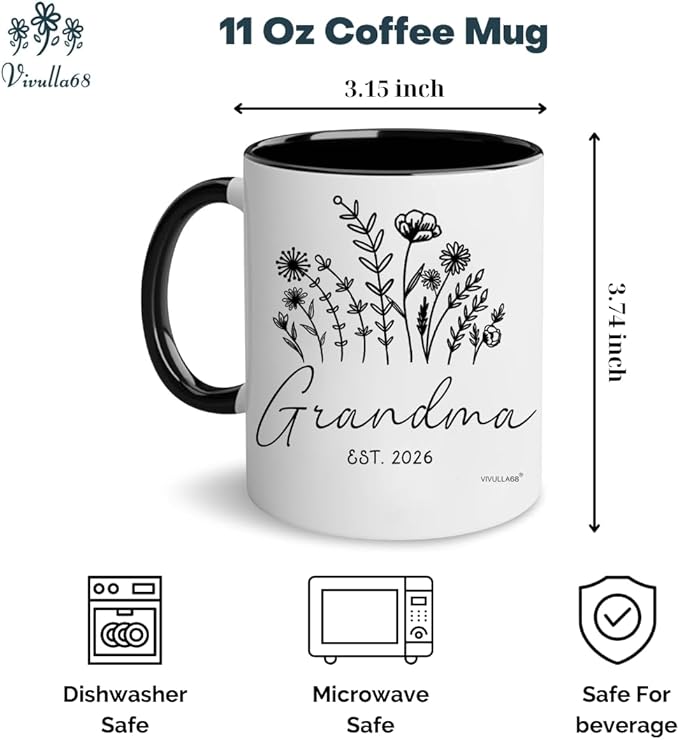 Christmas Gifts For First Time Grandparents, Promoted To Grandma And Grandpa Mugs Est 2026, Grandparents Baby Announcement, Pregnancy Announcement Mug, Grandparent To Be Gifts, New Grandparent Gift