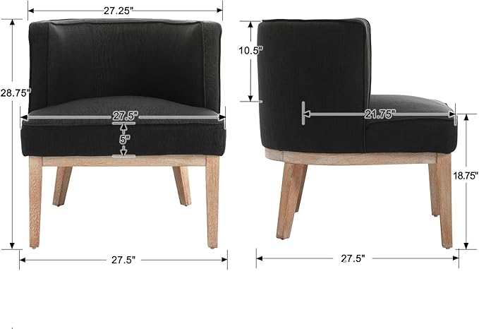 Set of 2 Accent Arm Chair with Wood Legs, Comfy Barrel Side Chair Linen Upholstered Reading Chairs with Back for Living Room Bedroom, Charcoal
