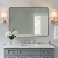 ANDY STAR Wall Mirror for Bathroom, 30x40 Inch Brushed Nickel Rectangle Bathroom Mirror for Over Sink, Modern Silver Rounded Rectangular Mirror for Vanity with Non-Rusting Tube Metal Frame