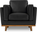 Valencia Artisan Full Leather Accent Chair 41.5” | Pure Full Italian Nappa Leather Chair, Solid Wood Accent, Ultimate Comfort, Black