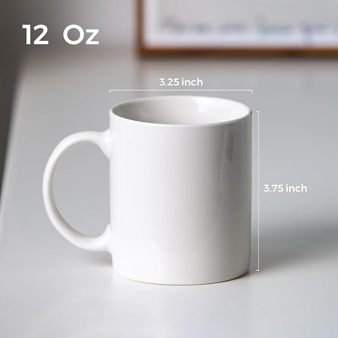GBHOME 12 OZ Off White Coffee Mugs, Ceramic Bulk Coffee Mugs with Large Handle for Man, Woman, Light Weight Coffee Mugs Set for Latte/Cappuccino/Cocoa/Milk, Dishwasher & Microwave Safe, 36Pcs