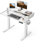 ErGear Electric Standing Desk with Drawers, 40″ x 24″ Small Gaming Table Compatible Monitor Stand, Stand up Desks, Home Office Height-Adjustable Desk with Storage Shelf, 4 Preset Heights, White