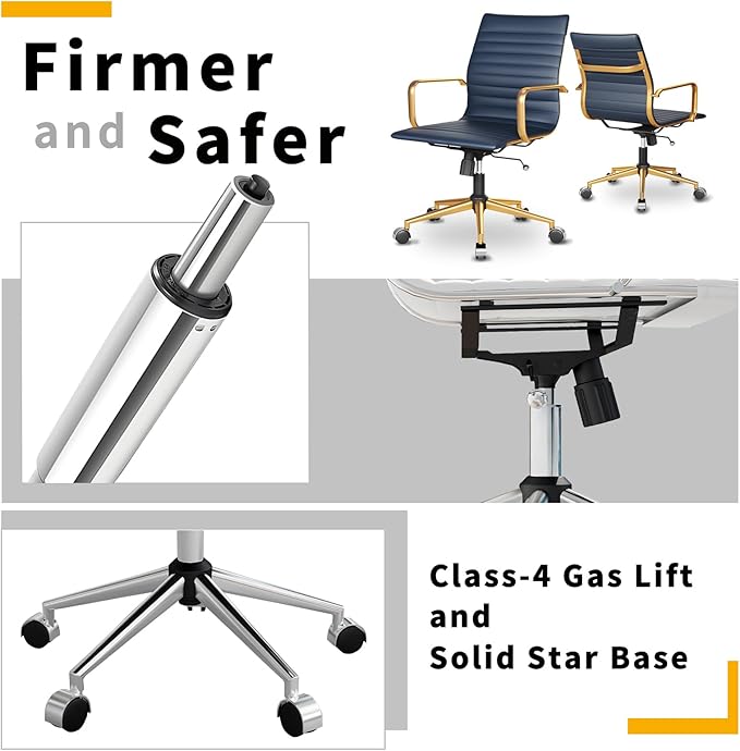 Chair, Desk Computer Chair ，with Armrests ，Ergonomic Office Chair for Home and Office, 17.32 x 22.83 x 35.43 inches, Multiple Colors (Gold Navy)