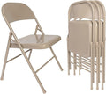 VECELO Metal Folding Chairs 4 Pack, Double Hinged Steel Frame Easy Foldable&Stackable for Office Kitchen Dinning Wedding Patio and Garden