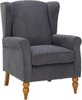 ZMAD Accent Chair, Upholstered High Back Floral Armchair Wood Legs, Comfy Wingback Reading Single Sofa Chair,Plus a Solid Wood Coffee Table for Small Spaces, Living Room, Bedroom (Antique Dark Grey)