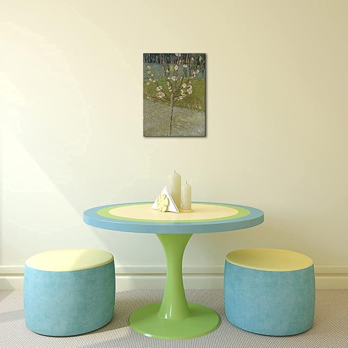 Wieco Art Almond Tree in Blossom by Van Gogh Famous Oil Paintings Reproduction Classic Canvas Prints Wall Art Abstract Flowers Pictures for Home Decor Modern Stretched and Framed Landscape Artwork