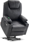 MCombo Dual Motor Large Power Lift Recliner Chair for Elderly, Lay Flat Lift Chair with Heat and Massage, Big Lift Recliner for Tall People, Faux Leather 7815 (Grey, Large)