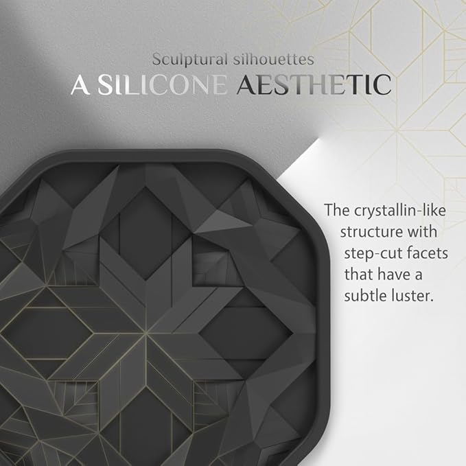 UMIRRO Silicone Cup Coasters for Drinks with Tailored Holder, Coffee Table Centerpiece, Modern Home Bar or Aesthetic Kitchen Essentials, Grey House Decor Gifts, Set of 6, Gray Cloud