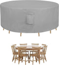 Easy-Going Round Patio Furniture Cover Waterproof Outdoor Dining Table and Chair Cover Anti-UV Outside Sectional Sofa Set Covers (84"DIA x 28"H, Grey)