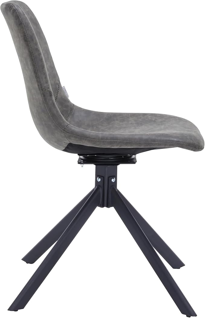 LeisureMod Markley Swivel Leather Dining Side Chair with Durable Iron Legs – Comfortable Accent Chair for Kitchen, Dining Room, or Office Set of 4