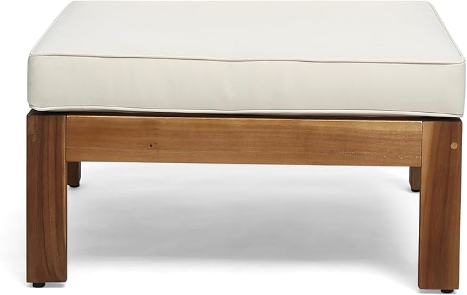 Christopher Knight Home Alice Outdoor 5 Piece Acacia Wood Sofa Set, Teak Finish, Beige