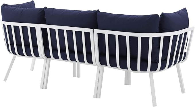 Modway Riverside Outdoor Furniture, 3-Piece Set, White Navy