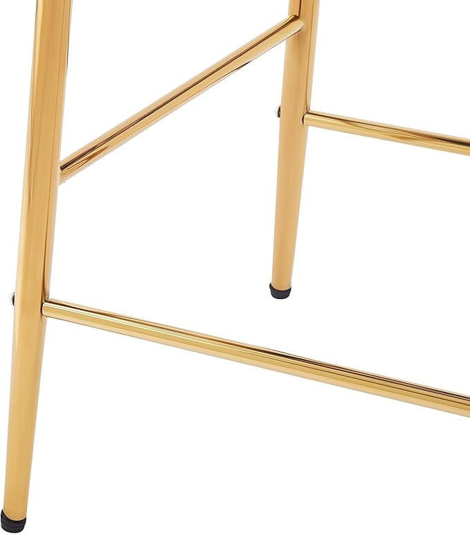 Christopher Knight Home Barrel Counter Stools,Velvet Counter Height Barstools, Modern Luxury Makeup Stool Upholstered Chairs with Gold Legs(Set of 2),Blue