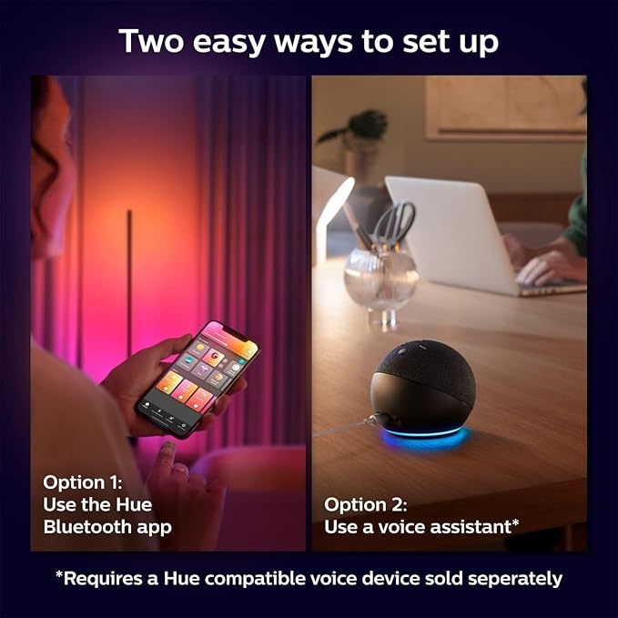 Philips Hue Signe Smart Color Changing Floor Lamp, Black, White and Color Ambiance, Pack of 1, Control with Hue App, LED Floor Lamp Works with Alexa, Google Assistant, and Apple Homekit