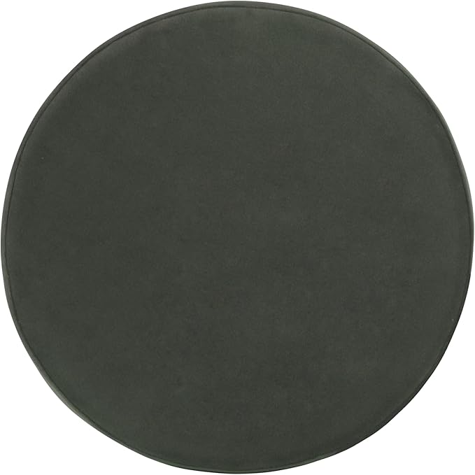 HomePop Home Decor | Upholstered Round Storage Ottoman | Ottoman with Storage for Living Room & Bedroom, Loden Green Velvet Large