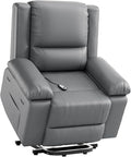 PU Leather Electric Power Lift Chair, Recliner Massage Chair with Remote Control and Side Pocket for Elderly, Power Lift Recliner Sofa with Heat and Massage for Living Room, Bedroom, Gray