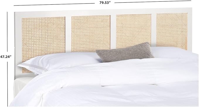SAFAVIEH Home Collection Vienna White Wash Cane King Headboard Platform