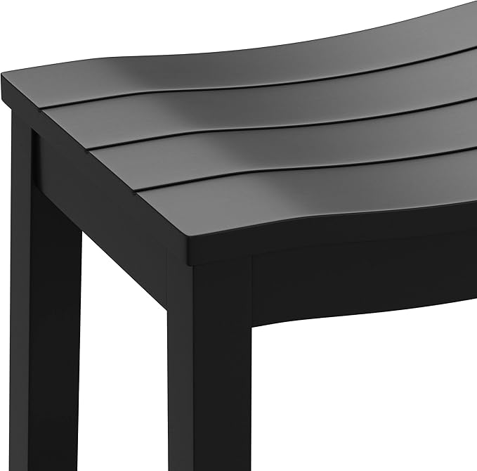 Hillsdale Fiddler Wood Backless Bar Height Stool with Saddle-Style Seat, Black