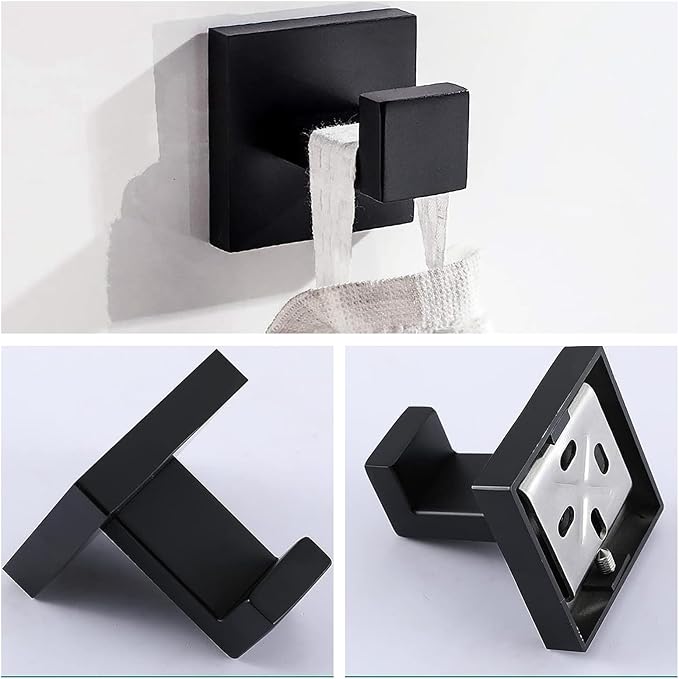Bathroom Hardware Set Bathroom Accessories Set SUS304 Towel Bar Set Includes Towel Bar Inch+Towel Holder+Toilet Paper Holder+Towel Hook (5, Matte Black)