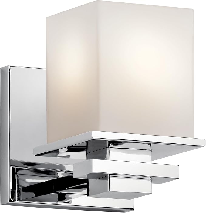 Kichler Tully 6.5" 1 Light Wall Sconce with Satin Etched Cased Opal Glass Chrome