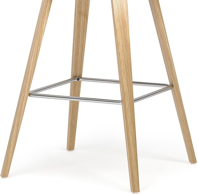 SIMPLIHOME Randolph Counter Stools (Set of 2) - 28 Inch Seat Height Upholstered Bentwood Kitchen Seats in Mocha Polyester Linen, Mid Century Modern Seating with Curved Backrest and Chrome Footrest
