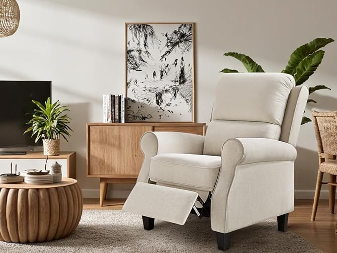 Oversized Recliner Chair for Living Room, Modern Reclining Sofa Home Theater Seating with Upholstered Push Back, Mid-Century Reclining Armchair with Lumbar Support, Bedroom, Reading Nook, Office