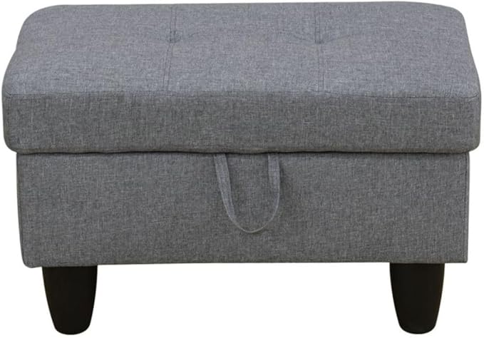 Ottoman Storage Ottoman Bench Linen Footrest Footstool with Hinged Lid for Living Room, Bedroom, Entryway, Black Grey-1, 28.5"X19"X17.5"