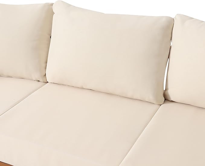 Christopher Knight Home Burchett Outdoor 3 Seater Sofa with Cushions - Acacia Wood and Round Wicker - Teak/Mixed Brown/Beige