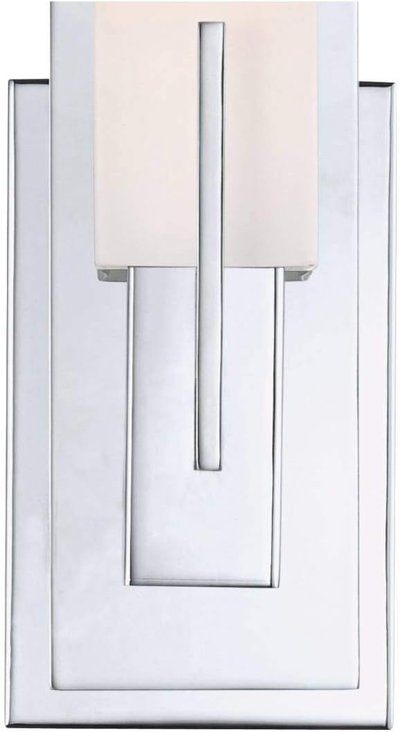 Possini Euro Design Midtown Modern Wall Mount Light Sconce Chrome Hardwired 15" High Fixture Rectangular Opal White Glass for Bedroom Bathroom Bedside Living Room Home Hallway Dining Kitchen