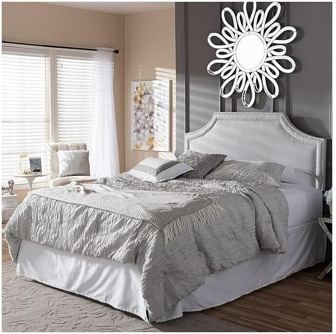 Maykoosh Eclectic Elegance Allure Modern and Contemporary Fabric Upholstered Headboard, Nailded Trim Head Board