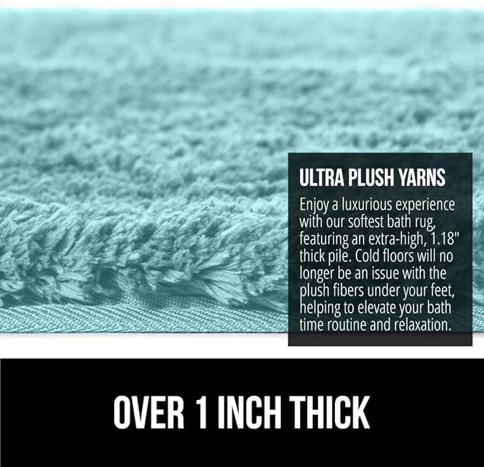 GORILLA GRIP Bathroom Rugs, 42x24, Ultra Soft Absorbent Mat, Thick Plush Bath Rug, Machine Washable, Microfiber Quick Dry, Mats for Shower, Bathtub and Floor, Home Decor Accessories, Spa Blue