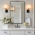 ANDY STAR Black Bathroom Mirror for Wall, 24x36 Inch Rounded Rectangle Mirror for Bathroom, Modern Tube Metal Framed Rectangular Mirror for Vanity, Explosion-Proof Film, Vertically/Horizontally