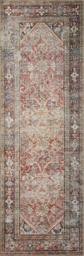 Loloi Amber Lewis Georgie Collection GER-01 Red/Navy 2'-6" x 12'-0", .19" Pile Height, Runner Rug