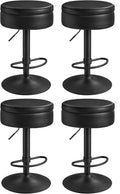 VASAGLE EKHO Collection - 360° Swivel Bar Stools Set of 4, Height Adjustable Barstools with Storage, Synthetic Leather with Stitching, Mid-Century Modern, Kitchen Bar, Easy Assembly, Ink Black
