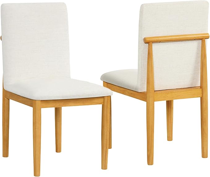 HomePop Modern Upholstered Farmhouse Dining Chairs - Cream White Textured Woven (Set of 2)