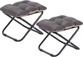 LITA Folding Footrest Stool, Portable Ottoman Foot Rest, Upholstered Small Foldable Ottoman with Detachable Thick Cotton Cushion Padded Sofa Stool for Living Room, Bedroom, Dark Grey Set