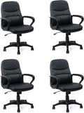 CLATINA Office Chair - Mid Back Leather Computer Desk Chair with Wheels, Ergonomic Executive Swivel Chair with Lumbar Support, Armrest for Home Office Black, 4 Pack