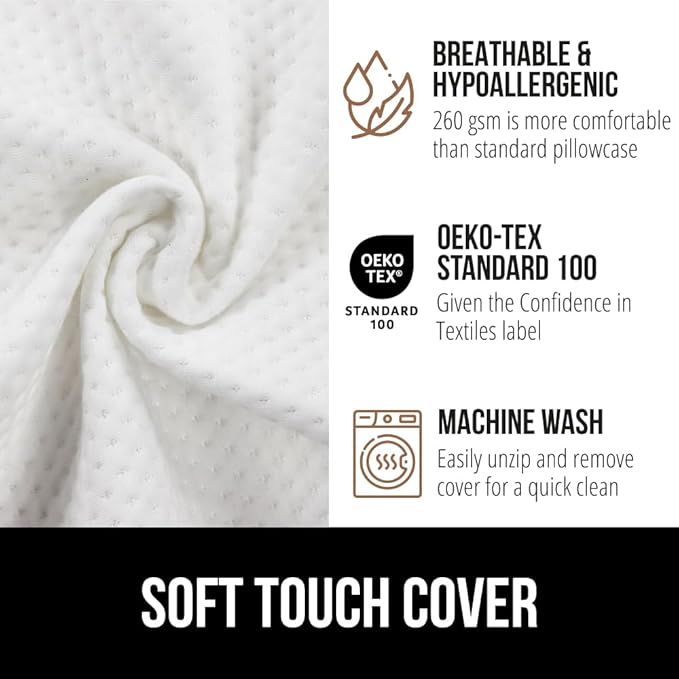 GORILLA GRIP Patent Pending Queen Bed Wedge Pillow Headboard Gap Filler, US Designed, Comfortable Supportive High Density Foam Pillows, Stay in Place Gripping Dots, Wedges Between Mattress, White