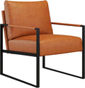 CANMOV Mid Century Modern Accent Chair, PU Leather Armchair with Metal Frame,Comfy Single Reading Chair with Soft Padded Backrest and Cushion for Living Room, Bedroom,Reading Room,Office,Brown
