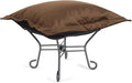 Howard Elliott Scroll Puff Ottoman Chair With Cover, Multipurpose Alternate Seating Footstool Footrest Chair with Titanium Frame, Patio Furniture for Camping, Home, Indoor & Outdoor, Bella Chocolate