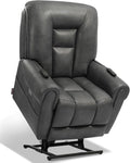 EONIX Four Motor Lay Flat Power Lift Recliner Chair for Elderly, 400lbs Electirc Lift Chair for Living Room, Independent Adjustable Lumbar Support & Headrest, Extended Footrest, Grey
