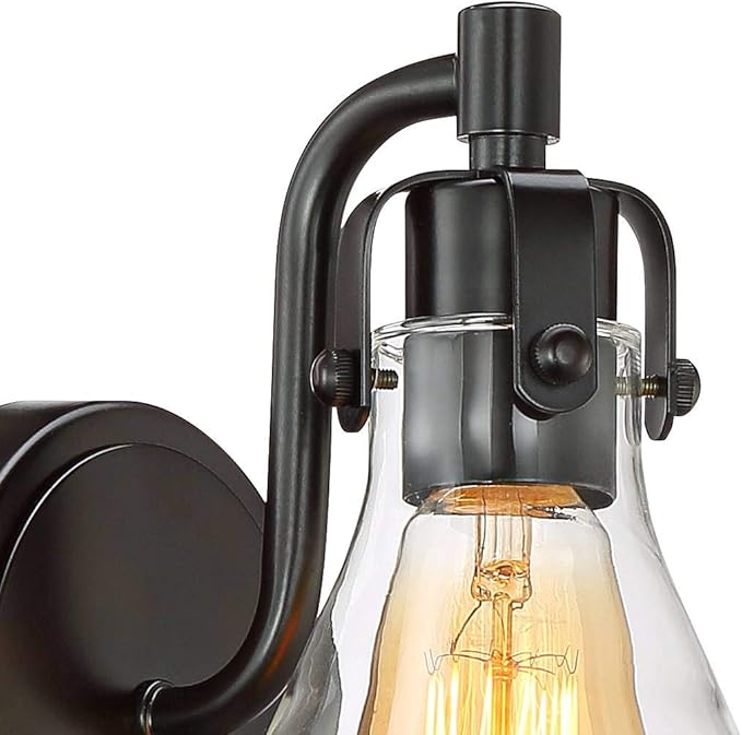 Possini Euro Design Cindy Rustic Wall Light Sconces Set of 2 Bronze Hardwire 5 1/2" Fixture Beaker Clear Glass Shade for Bedroom Bathroom Bedside Vanity Living Room Home Hallway Dining Kitchen
