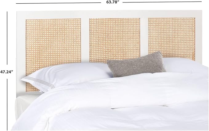 SAFAVIEH Home Collection Vienna White Wash Cane Queen Headboard Platform