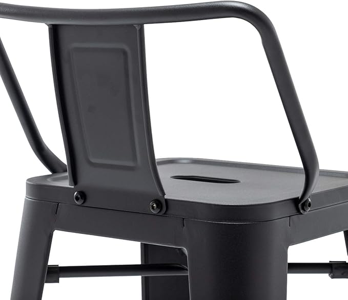 HAOBO Home 26" Low Back Metal Counter Stool Height Bar Stools [Set of 4] for Indoor/Outdoor Barstools, Matte Black