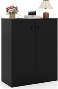 GOFLAME Floor Storage Cabinet with 2 Doors, Freestanding Accent Storage Cabinet Organizer with 3-Tier Inner Shelves, Modern Sideboard Buffet Cabinet for Kitchen, Living Room, Entryway, Black