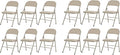12 Pack Light Brown Folding Chairs with Padded Seats, Portable Foldable Chairs for Indoor and Outdoor, Commercial Seat with Metal Frame for Events Office Wedding Party, 330lbs Capacity