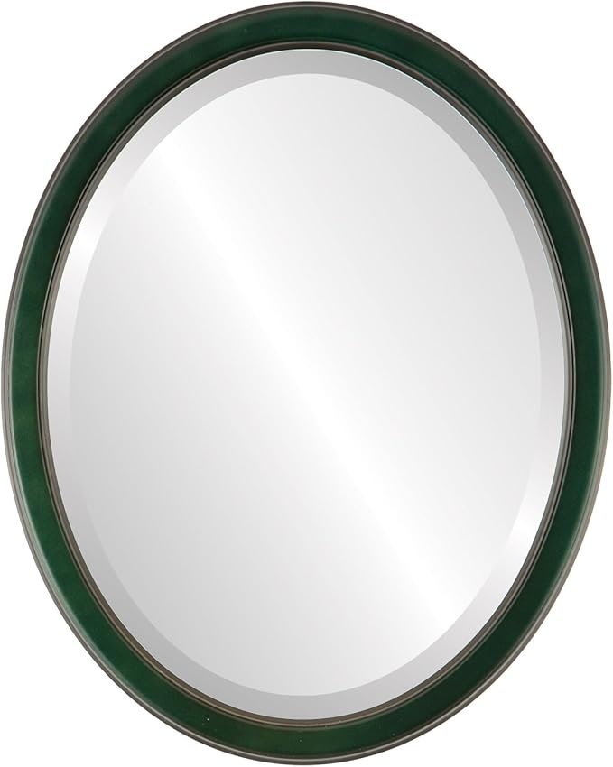 OVALCREST Oval Beveled Wall Mirror for Home Decor - Toronto Style - Hunter Green - 26" x 20"