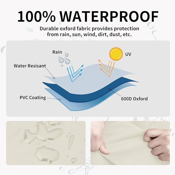 Easy-Going Waterproof Outdoor Couch Cover, Heavy Duty 3-Seater Patio Sofa Cover, Winchdproof Outdoor Furniture Cover with Air Vent (62Wx40Dx33H inch, Beige/Dark Brown)